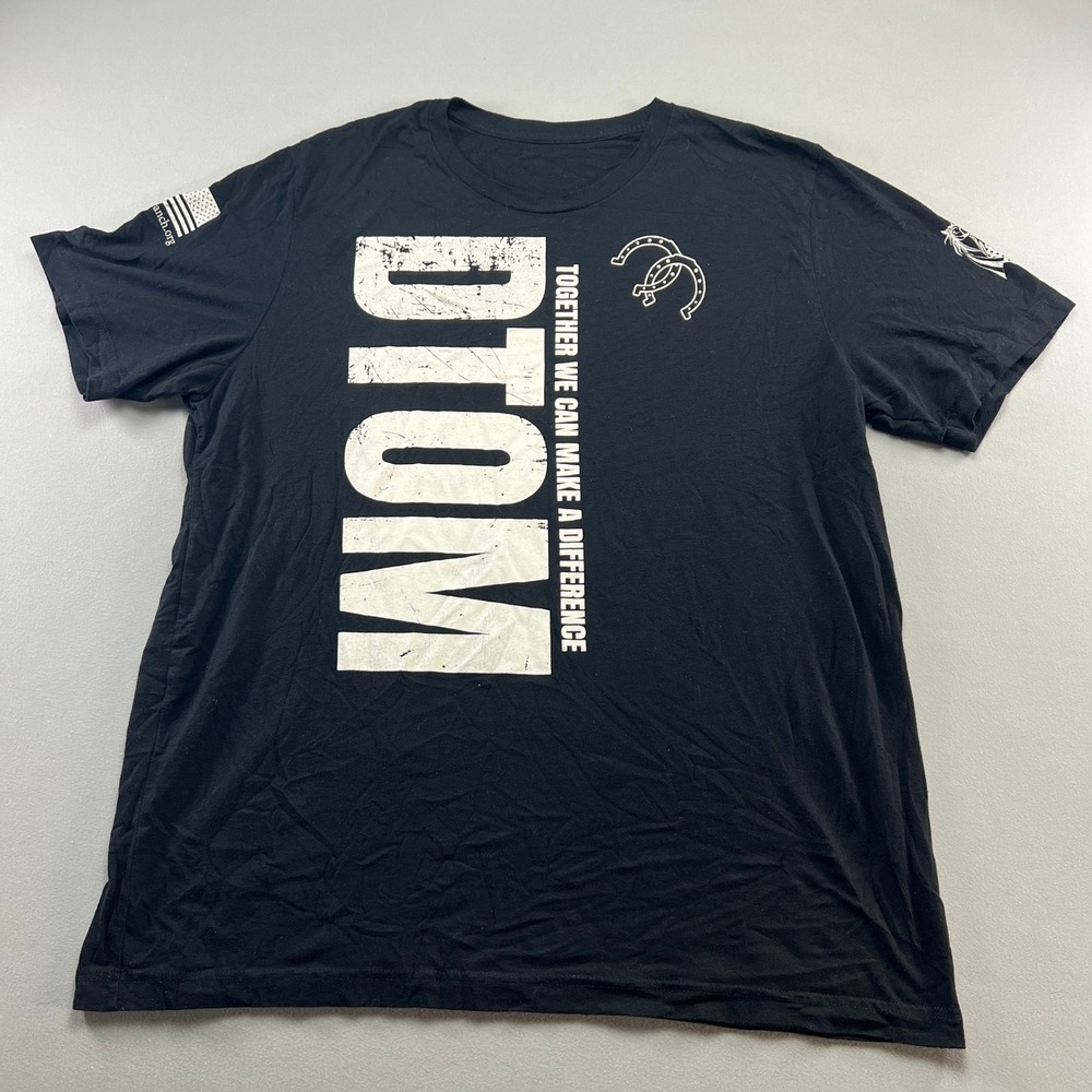 Mens T Shirt XL Black Together We Can Make A Difference Graphic Print Crew Neck
